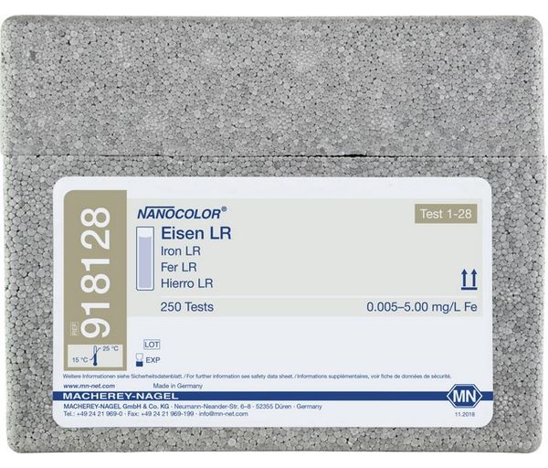 Macherey-Nagel NANOCOLOR Eisen LR Rectangular Cell Test 0.005 - 5.00 mg/L Fe, 250 pc/PAK, Storage temperature 15-25 ° C, shelf life 3 years