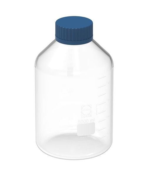 SCAT Laborflasche DURAN, Weithals, GLS80, 5000 ml, Klarglas, rund, mit Kappe und Ausgiesring