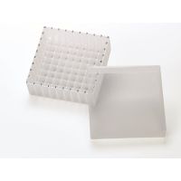 Product Image of PP Aufbewahrungsbox (transparent) für 1,5, 1, 8 und 2 ml Vials o. 2 ml shell Vials, mit Deckel, (130x130x45mm), 81 Kammern