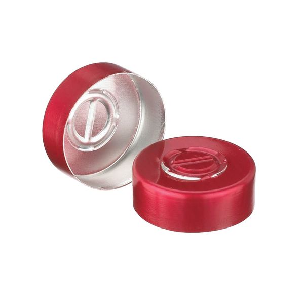DWK Wheaton Aluminum cap, red, with center tear-off, without insert, 20 mm OD, 1000 pc/PAK