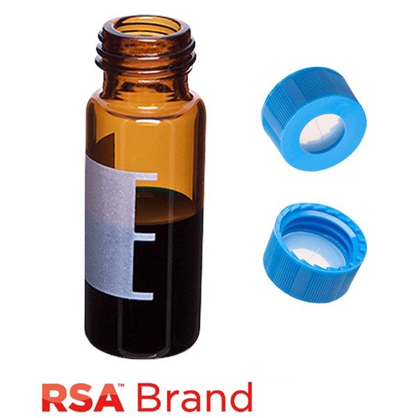 Microsolv Fläschchen & Kappen-Kit inkl. 100 2ml, Schraubkappe, Amber RSA Autosampler Fläschchen mit Schreibfeld/Fülllinien & 100 