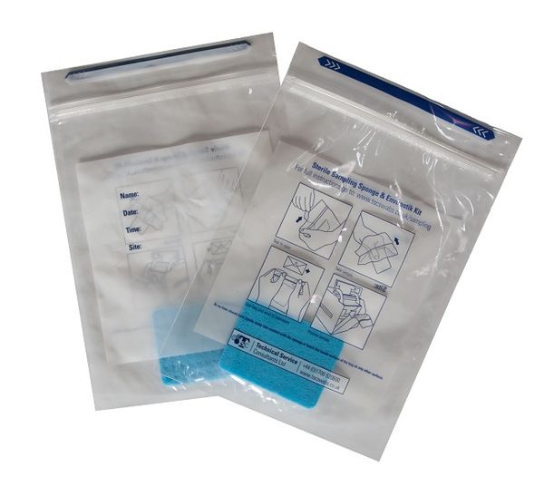 TSC 50 cm² blue scratch sponge, moistened with 0.9% NaCl, in stomacher bag, 200 pc/PAK