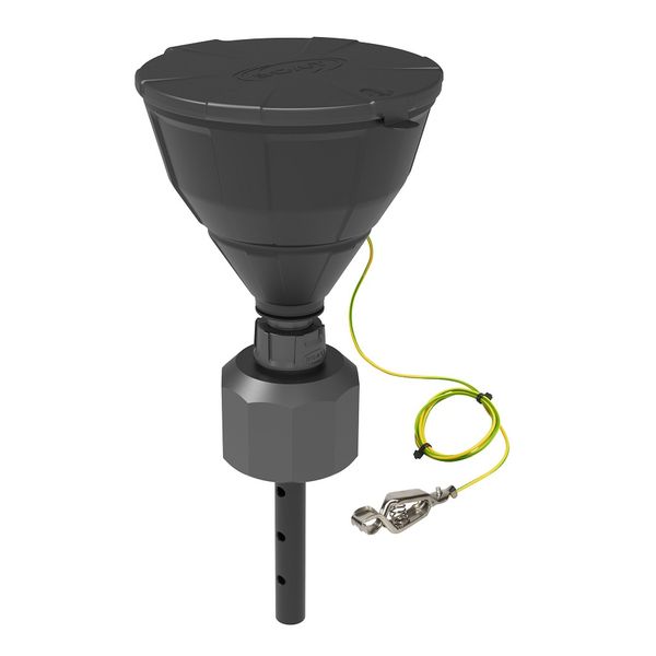 SCAT Funnel ''ARNOLD'' with ball-valve and lid, V2.0, B83, HDPE electro. conductive, Lance, Splash Guard, Sieve, Funnel 200 mm