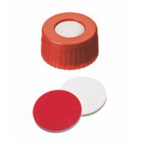 Product Image of SureSTART 9 mm, red PP, Screw Cap (AVCS), Level 3, + white Silicone/red PTFE Septum, 1 mm, 100 pc/PAK