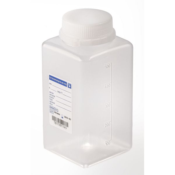 Aqua Laborservice Sterile Weithalsflasche, 500 ml, PP, natur, quadratisch, Originalitätsverschluss, 120 St/Pkg