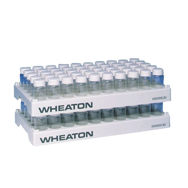 DWK Wheaton PP rack with 50 positions, cup ID 28.1 mm, 5 pc/PAK