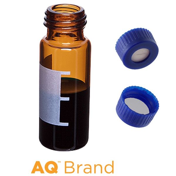 Microsolv EPP-Fläschchen, braun, 2 ml, Schraubverschluss blau mit Sil/weißem PTFE-Septum mit Schlitz, Beschriftungsfeld, 100 St/Pkg