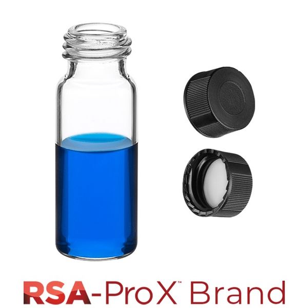Microsolv Fläschchen & Kappen-Kit: 100 2ml, Schraubverschluss, hydrophob, klar Autosampler Fläschchen & solide schwarze Kappen mit klarem Silikongummi