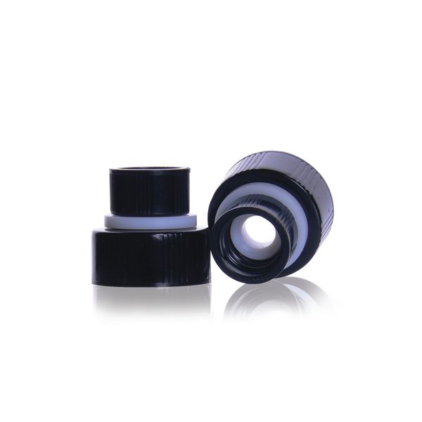 DWK Wheaton The WHEATON Connection, Verbindungsstück mit Schraubgewinde, 24-400 und 24-400, schwarze PF-Kappe