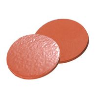 Product Image of Septa, ND8, 8 mm diameter, natural rubber red-orange/TEF transp., 60° shore A, 1,3 mm, 10 x 100 pc
