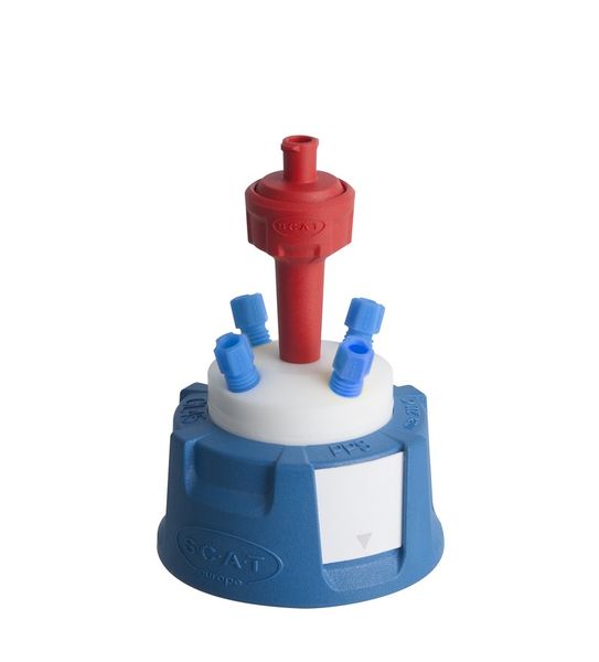 SCAT SafetyCap IV, V2.0, GL45, 4x PFA-fitting 1.6/2.3/3.2 mm OD + air valve