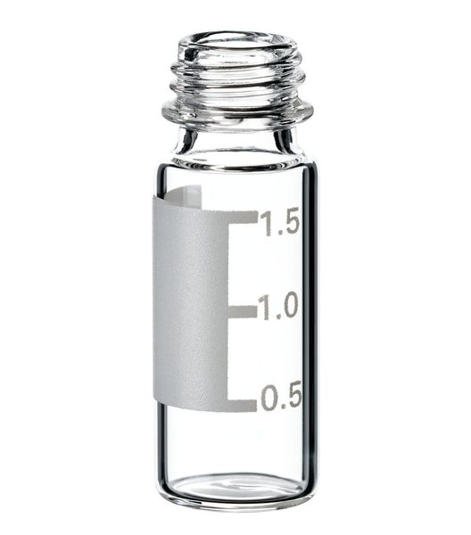 Altmann Analytik 1.5ml Short Thread SureStop Vial, 32 x 11.6mm, clear glass, wide opening, label, filling lines, 10x100 pc/PAK