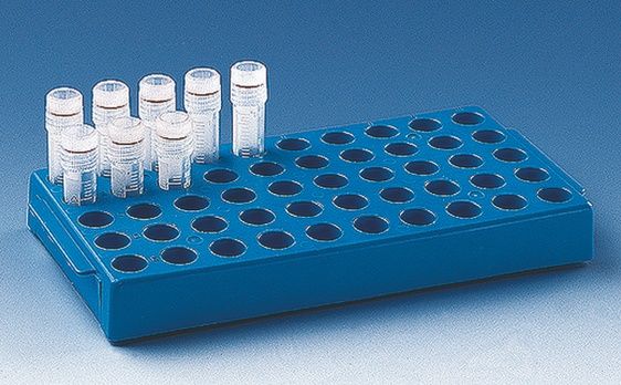 Brand GmbH & Co. KG Cryogenic tube rack suitable for 8050 self-standing cryotubes, PP, blue, 4 pc/PAK