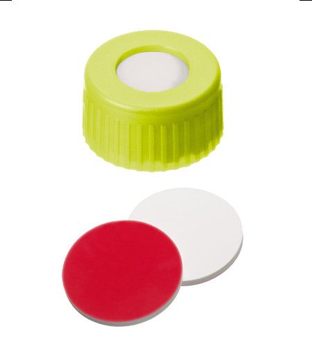 Altmann Analytik ND9 PP Short Thread Cap, yellow, 1,0mm, Silicone white/PTFE red UltraClean, 1000/pac
