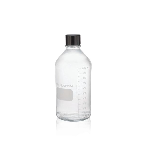 DWK Wheaton Media bottle, 1000ml, clear, Boro, graduated, without 38-430 screw cap, 12 pc/PAK