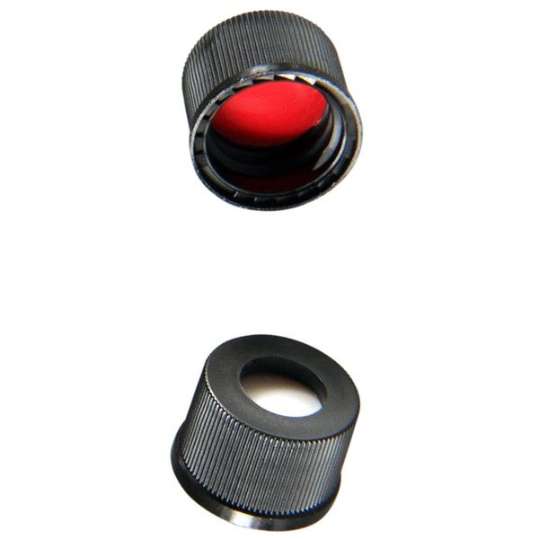 Microsolv Screw Cap black, 10 mm, with white Sil/red PTFE Fitted Septa, Shimadzu, 1000 pc/PAK