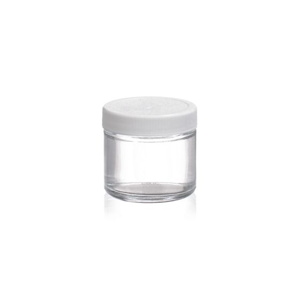DWK Wheaton 30 ml bottle, clear, AR glass, straight-walled, white PP cap with PV seal, 48 pc/PAK