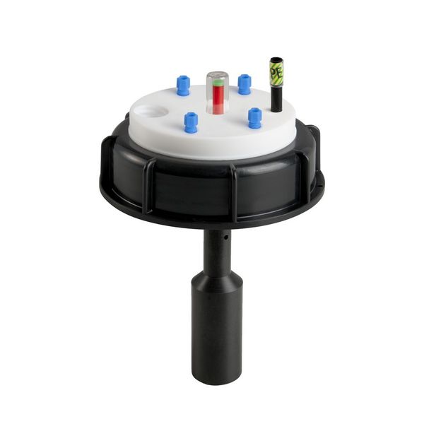 SCAT SafetyWasteCap S90, mechanical level control, 4x 2.3/3.2 mm OD, grounding connection + connector for exhaust filter
