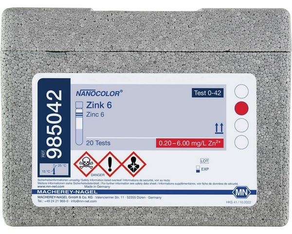 Macherey-Nagel Rundküvettentest NANOCOLOR Zink 6, 20 Bestimmungen, Messbereich: 0,20-6,00 mg/L Zn2+