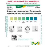 Product Image of Quaternäre Ammoniumverbindungen Methode: kolorimetrisch mit Teststäbchen, 100 Tests, 10 - 25 - 50 - 100 - 250 - 500 mg/l MQuant™