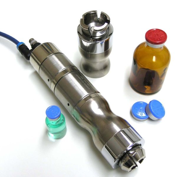 Altmann Analytik Vertical pneumatic crimping device, 2 pistons, including pressure regulator, safety valve, and compressed air hose