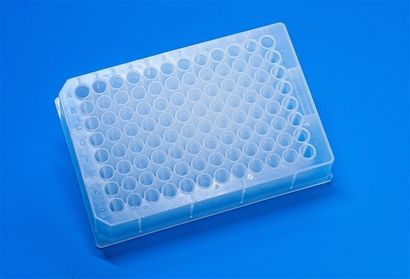 JG Finneran 96 Round Well Plate, 27 mm high, 0.5 ml/well, Polypropylene, V Bottom, Raised Rim, DNase/RNase free, 10 x 8 pc/PAK