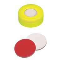 Product Image of ND11 PE Snap Ring Seal: Snap Ring Cap yellow + centre hole, Silicone white/PTFE red, UltraClean, hard cap, 1000/pac