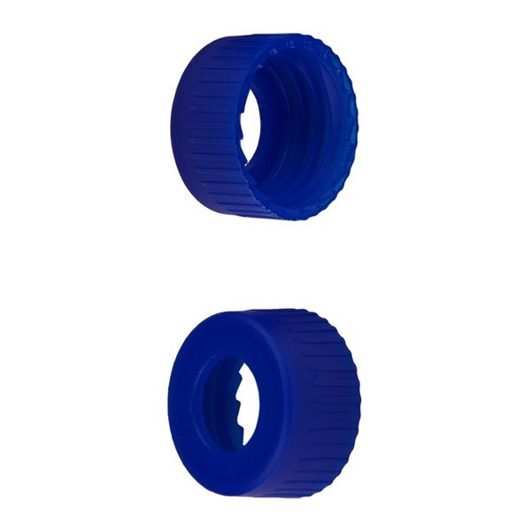 Microsolv Screw Cap blue, knurled PP, open hole, no Septa, for use with 9-425mm thread, 12x32mm autosampler vials, foro 9-425mm thread, 12x32mm 