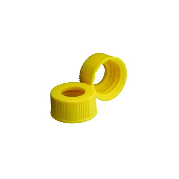 DWK Wheaton Screw cap, PP, yellow, open Top, for diagnostic vials, glass, size 20-400, 300 pc/PAK