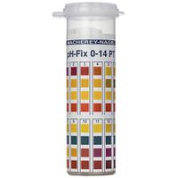 Product Image of pH-Fix 0-14 PT Indicator sticks in round plastic tube w/snap cap, 6 x 85 mm,  100 sticks