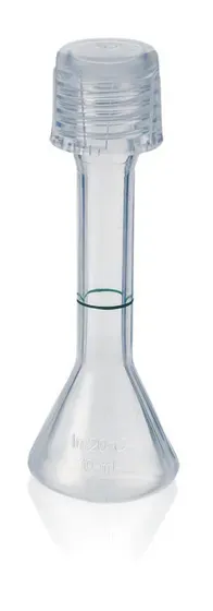 Brand GmbH & Co. KG Messkolben, PFA, Klasse A, DE-M, 10 ml, GL 18, mit Schraubkappe, hochtransparent, Toleranzen Klasse A, nach DIN EN ISO 5215