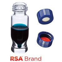Product Image of Vial & Cap Kit Incl.100 1.2ml, MRQ, Screw Top, Clear RSA™ Autosampler Vials & 100 blue Screw Caps with bonded white Silicone Rubber / Red PTFE Pre-Slit Soft-Guard Septa, RSA Brand Easy Purchase Pack