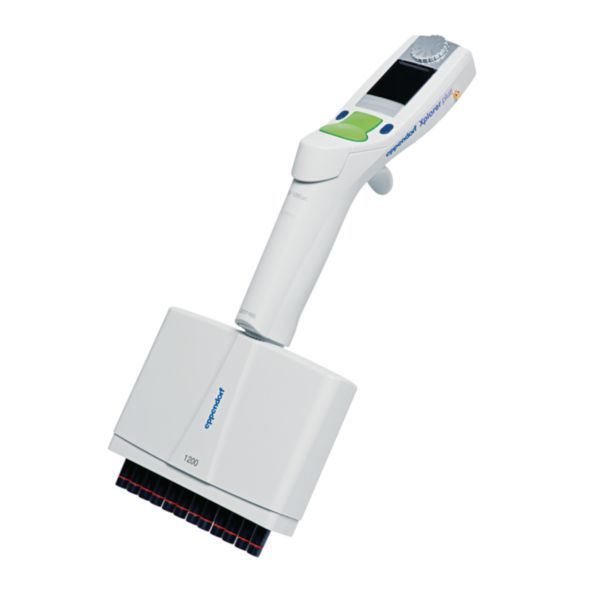Eppendorf Xplorer, 12-channel, 50-1200 μL, multifunction rocker switch green for pipette tips 1250 μL