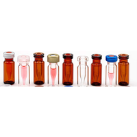 ND11 Snap Ring Cap Bottle with 0,3 ml integrated Micro Insert, ''Base Bond'', Amber Glass, 1. hydrolytical Class, wide Insert