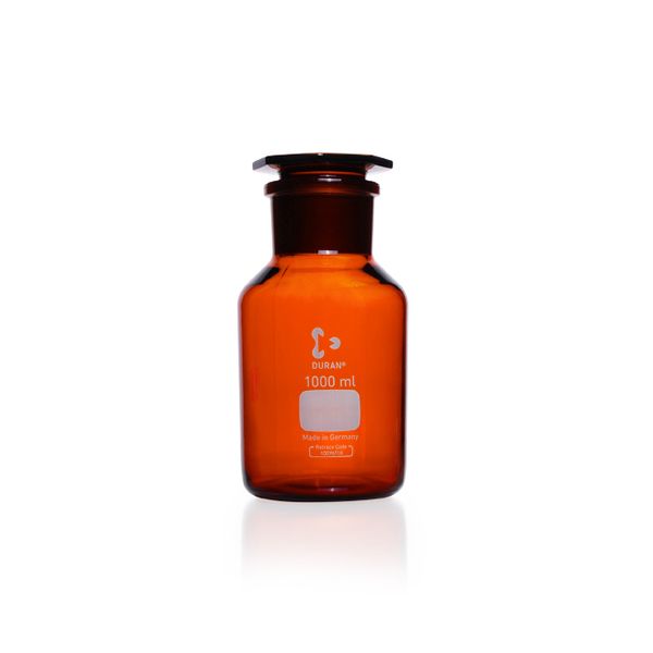 Duran Group Wide neck bottle, amber glass, NS 29/22, 100 ml, glass stopper, 10 pc/PAK