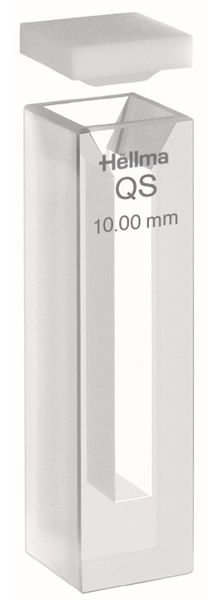 Hellma Halb-Mikro-Küvette, Typ 108-QS, HP Quarzglas, WL 200-2500 nm, Schichtdicke 10 mm, Bodendicke 9 mm, PTFE-Falzdeckel, 1000 μl