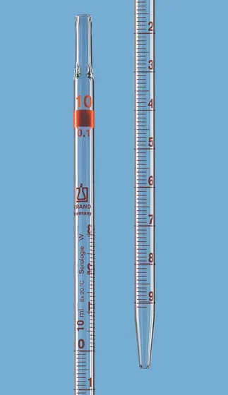 Brand GmbH & Co. KG Graduated pipette, serology, SILBERBRAND ETERNA, complete delivery, 10 ml : 0.1 ml, tip diameter 3 mm, AR glass, amber graduated, 