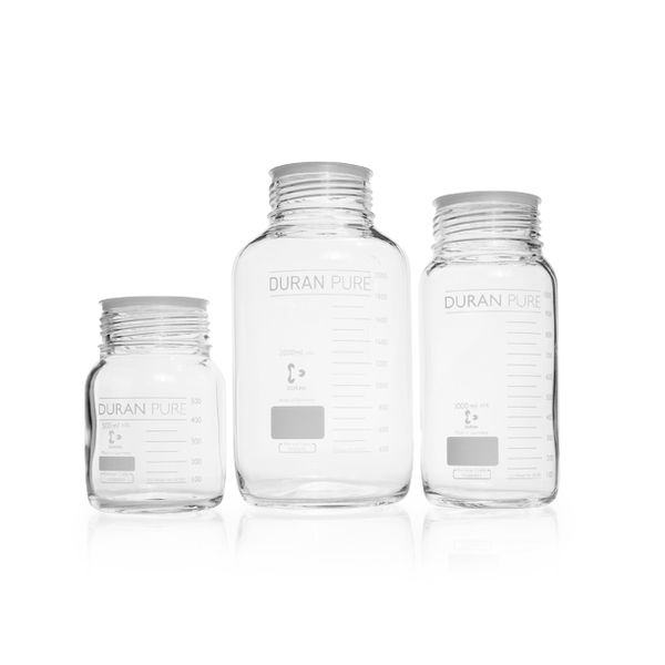 Duran Group DURAN PURE Flasche, klar, mit Teilung, GLS 80, ohne Schraubverschluss und Ausgießring, 5000 ml, mit Staubschutzkappe