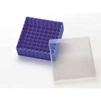 Product Image of PP Aufbewahrungsbox (blau) für 1,5, 1,8 und 2 ml vials o. 2 ml shell vials, mit Deckel, blau (130x130x45mm), 81 Kammern