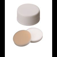 Product Image of Schraubkappe, ND24 PP, 3,2 mm, EPA-Qualität, weiß, geschlossen, Si natur/PTFE beige, 10x100/PAK