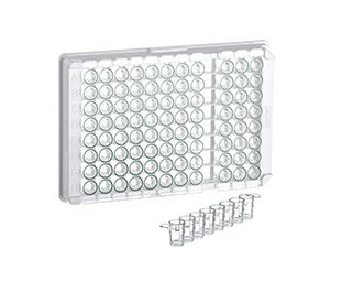 Greiner Bio-One Single-Break Stripe Plate, 12xC8, PS, C-Bottom, MICROLON, high Binding, clear, green marked Skirt, 10 x 10 pc/PAK