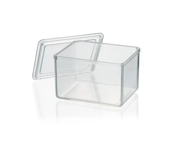 Brand GmbH & Co. KG Staining jar, PMP, crystal clear, 101x83x70 mm, without insert with 2 lids, 4 pc/PAK