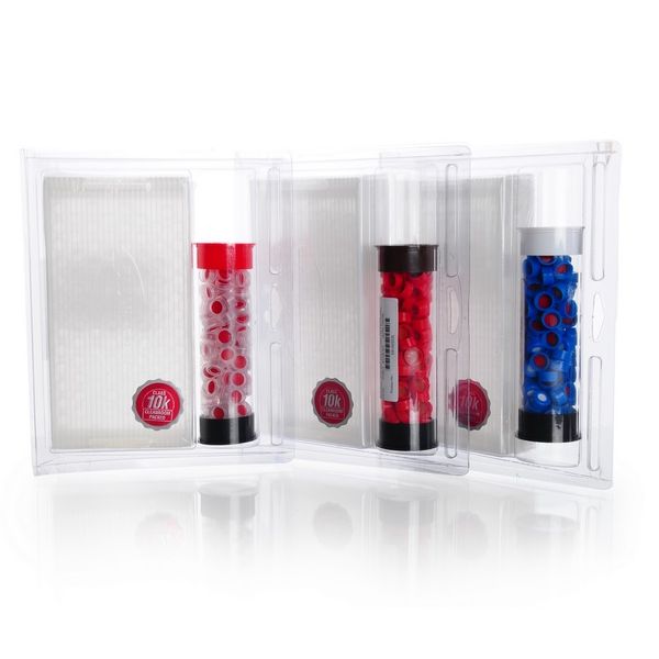 DWK Wheaton 9 mm clear glass vials, screw thread, 12 x 32 mm, cap, blue, with PTFE/silicone septum, EVA, 100 pc/PAK
