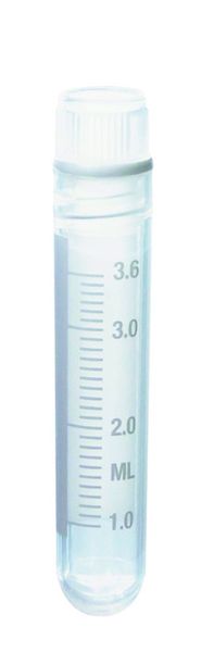 Brand GmbH & Co. KG Kryoröhrchen, 4 ml, Innengewinde, Schraubdeckel mit Silikondichtung, PP, 12,5 mm x 70 mm, steril, 10 x 100 St/Pkg