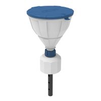 Product Image of Funnel ''ARNOLD'' with ball-valve and lid, V2.0, B83, HDPE white, with lance (220 mm), splash guard and removable sieve, funnel diameter = 200 mm