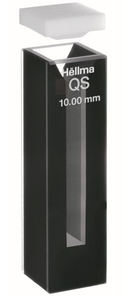 Hellma Halb-Mikro-Küvette, Typ 108B-QS Fenstern, HP Quarzglas, Seitenwände und Boden, Schwarzglas, WL 200-2500 nm, Schichtdicke 10 mm, Bodendicke 9 mm