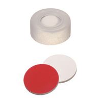 Product Image of Schnappringkappe, ND11 PE: transparent mit 6 mm Loch, Silikon weiß/PTFE rot, UltraClean, harte Kappe, 1,3 mm, 1000/PAK