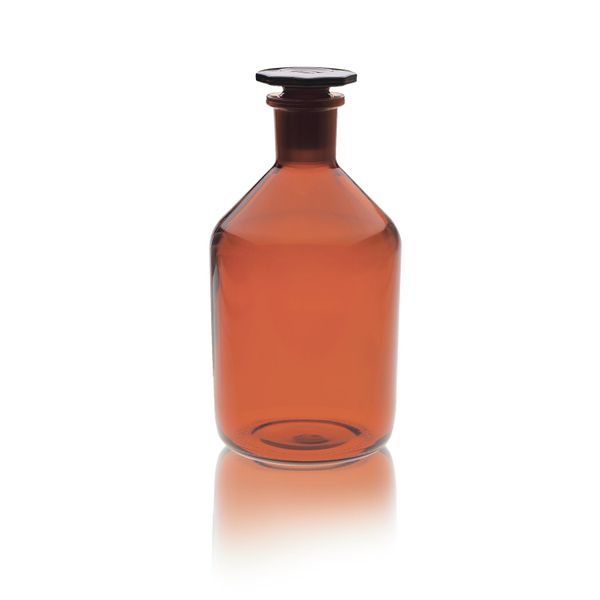 DWK Wheaton Reagenzflasche, Braunglas, 500ml, Enghals, Stopfengröße 24/29, 88 x 175 mm, 10 St/Pkg