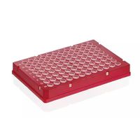 Product Image of PCR plate 96-well, Rigid Frame, PC/PP, red, full skirted, Low Profile, wells transparent, BIO-CERT PCR-Q, 50 pc/PAK