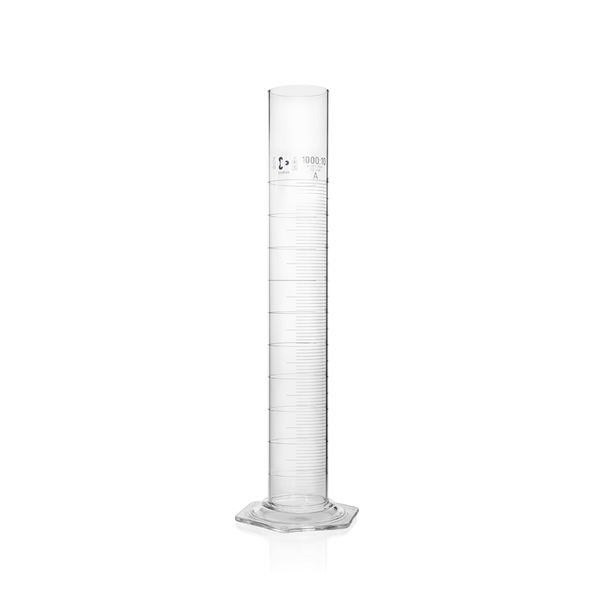 Duran Group Messzylinder, Glas, 1000 ml, blaue Graduierung, hohe Form, Kl. A, mit Chargenzertifikat, Kl. A, CZ